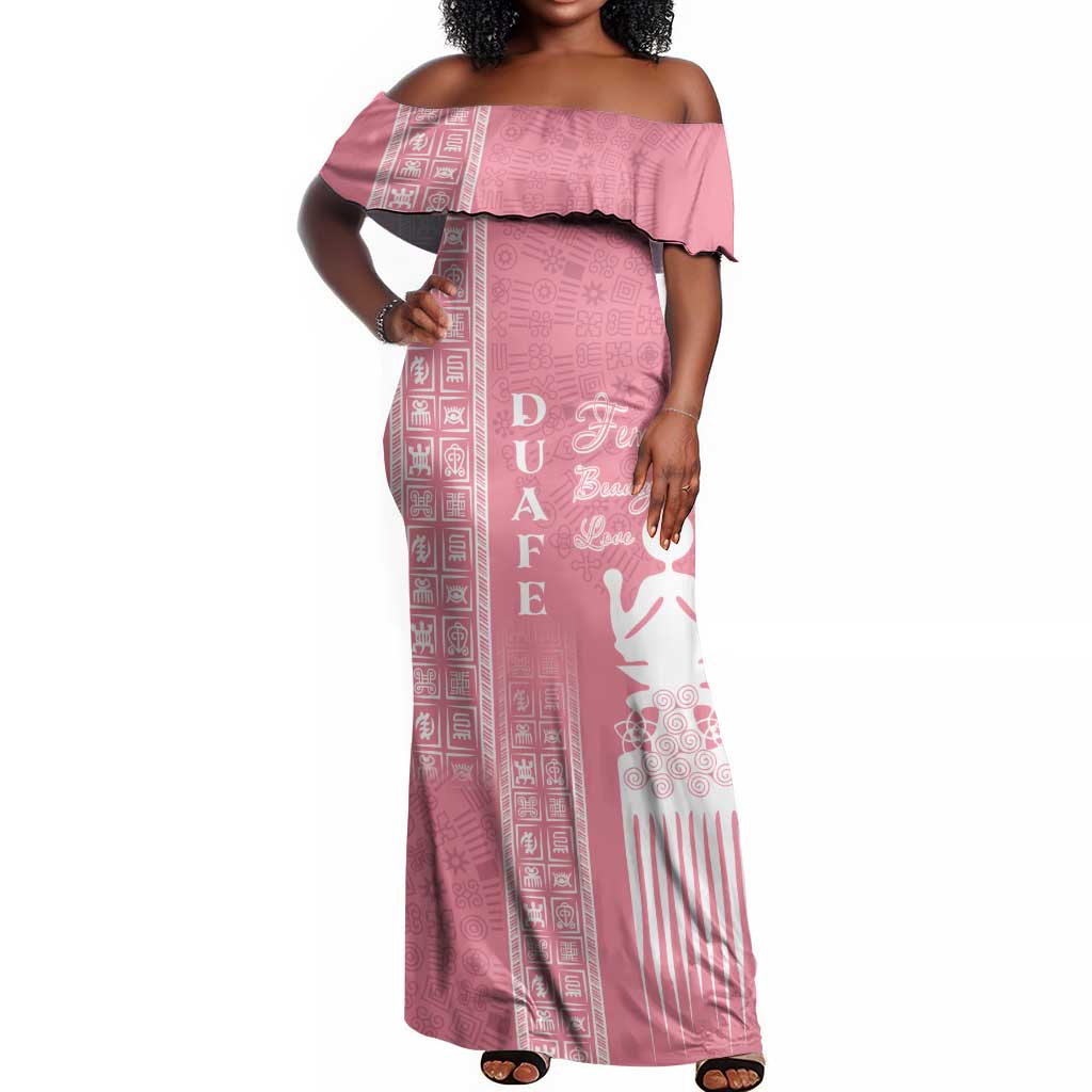 Personalized Adinkra Afro-Akan Culture Off Shoulder Maxi Dress Duafe - Women's Day