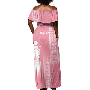 Personalized Adinkra Afro-Akan Culture Off Shoulder Maxi Dress Duafe - Women's Day