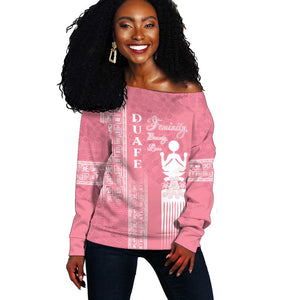 Personalized Adinkra Afro-Akan Culture Off Shoulder Sweater Duafe - Women's Day