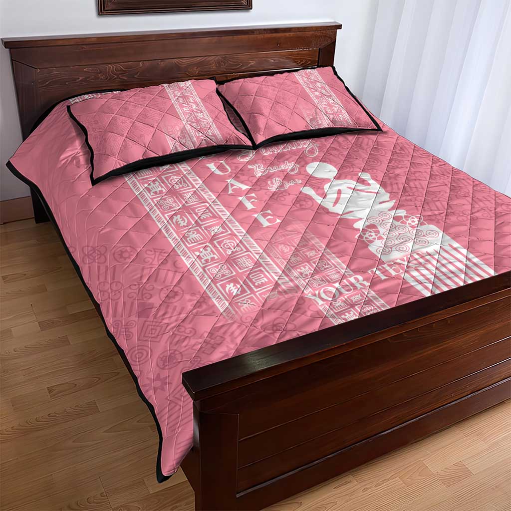 Personalized Adinkra Afro-Akan Culture Quilt Bed Set Duafe - Women's Day