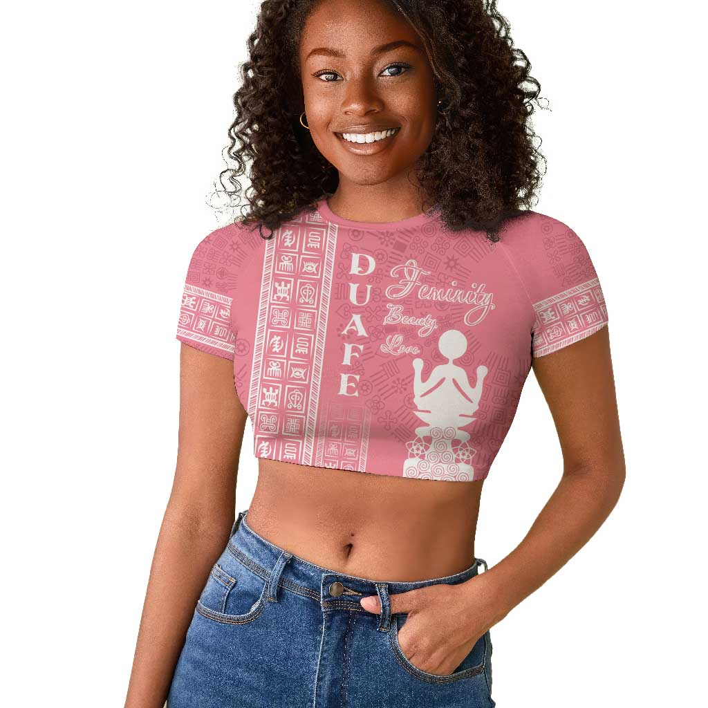 Personalized Adinkra Afro-Akan Culture Raglan Cropped T shirt Duafe - Women's Day