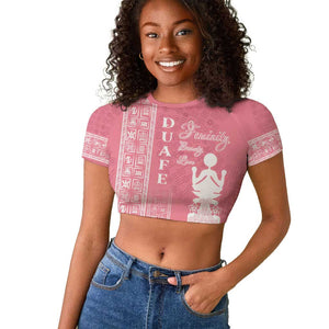 Personalized Adinkra Afro-Akan Culture Raglan Cropped T shirt Duafe - Women's Day