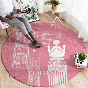 Personalized Adinkra Afro-Akan Culture Round Carpet Duafe - Women's Day