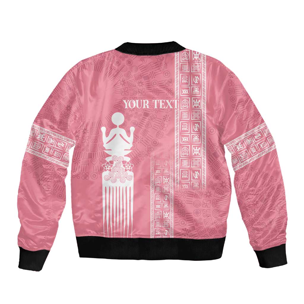 Personalized Adinkra Afro-Akan Culture Sleeve Zip Bomber Jacket Duafe - Women's Day