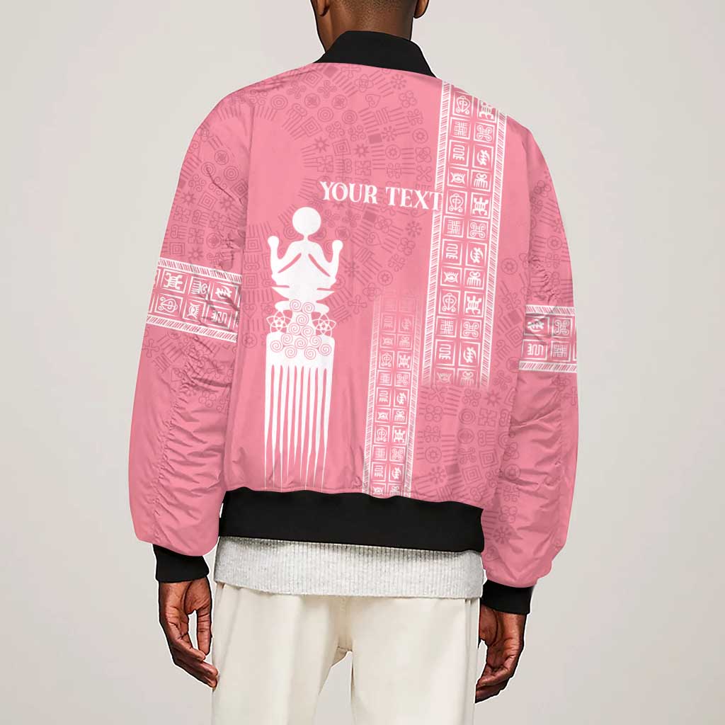 Personalized Adinkra Afro-Akan Culture Sleeve Zip Bomber Jacket Duafe - Women's Day