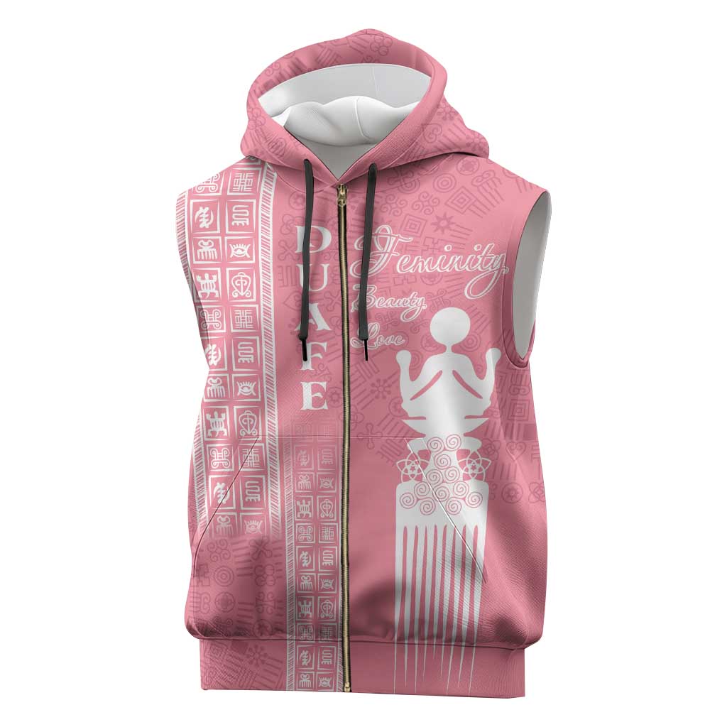 Personalized Adinkra Afro-Akan Culture Sleeveless Zip Hoodie Duafe - Women's Day - African Pride