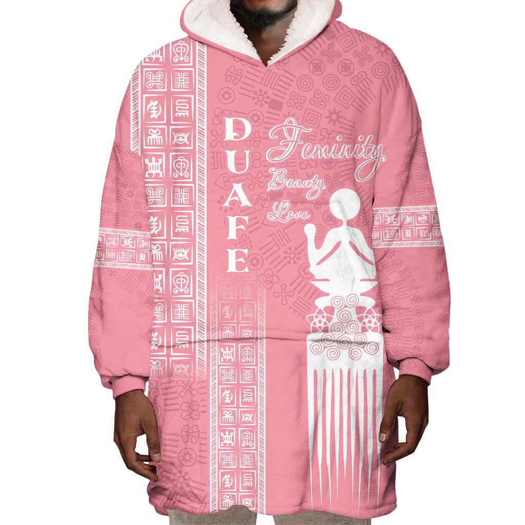 Personalized Adinkra Afro-Akan Culture Wearable Blanket Hoodie Duafe - Women's Day