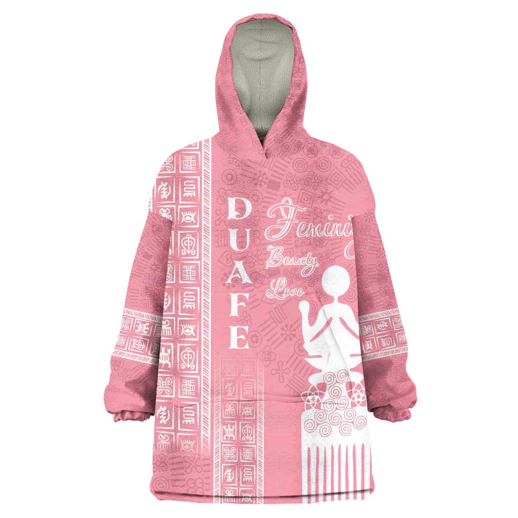 Personalized Adinkra Afro-Akan Culture Wearable Blanket Hoodie Duafe - Women's Day