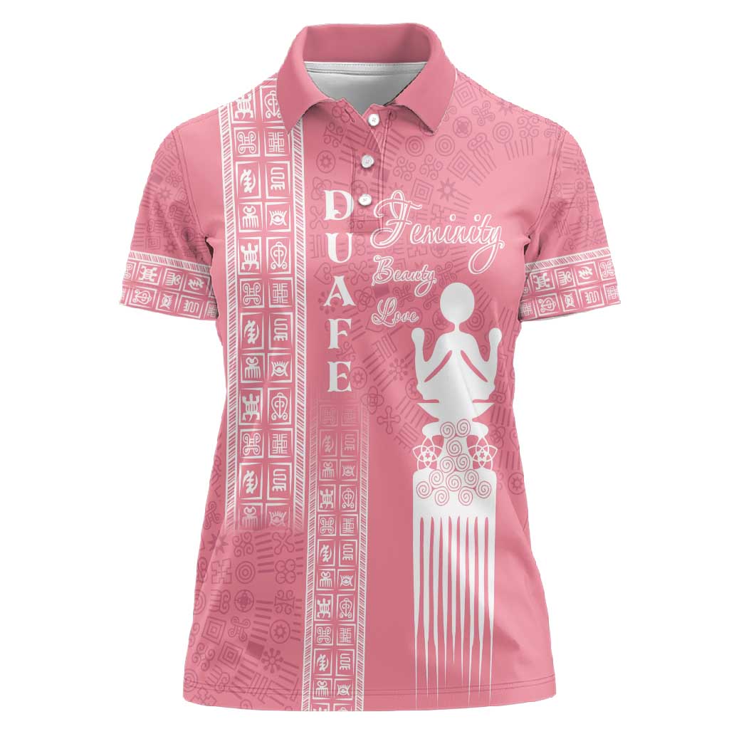 Personalized Adinkra Afro-Akan Culture Women Polo Shirt Duafe - Women's Day