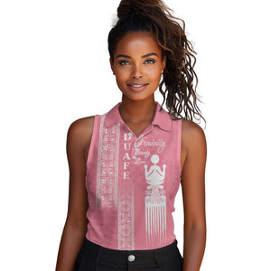 Personalized Adinkra Afro-Akan Culture Women Sleeveless Polo Shirt Duafe - Women's Day