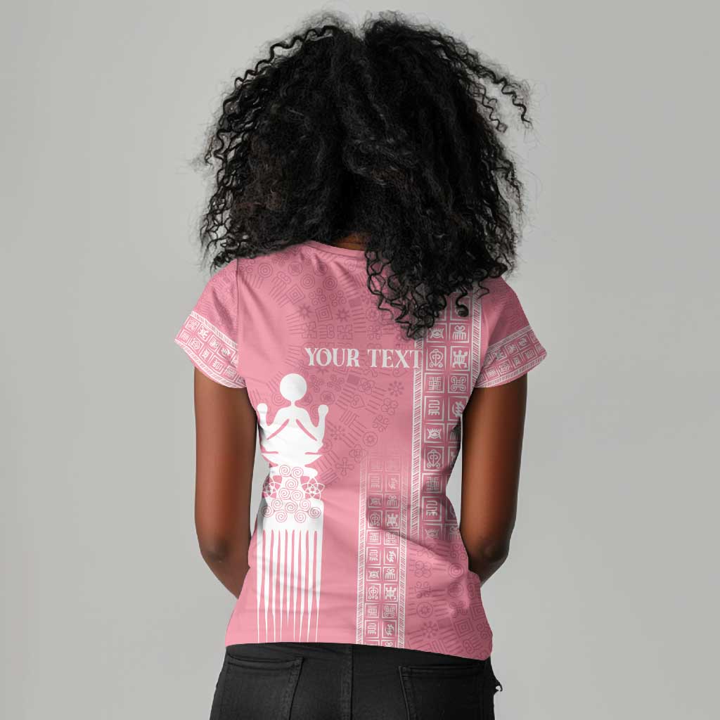 Personalized Adinkra Afro-Akan Culture Women V-Neck T-Shirt Duafe - Women's Day