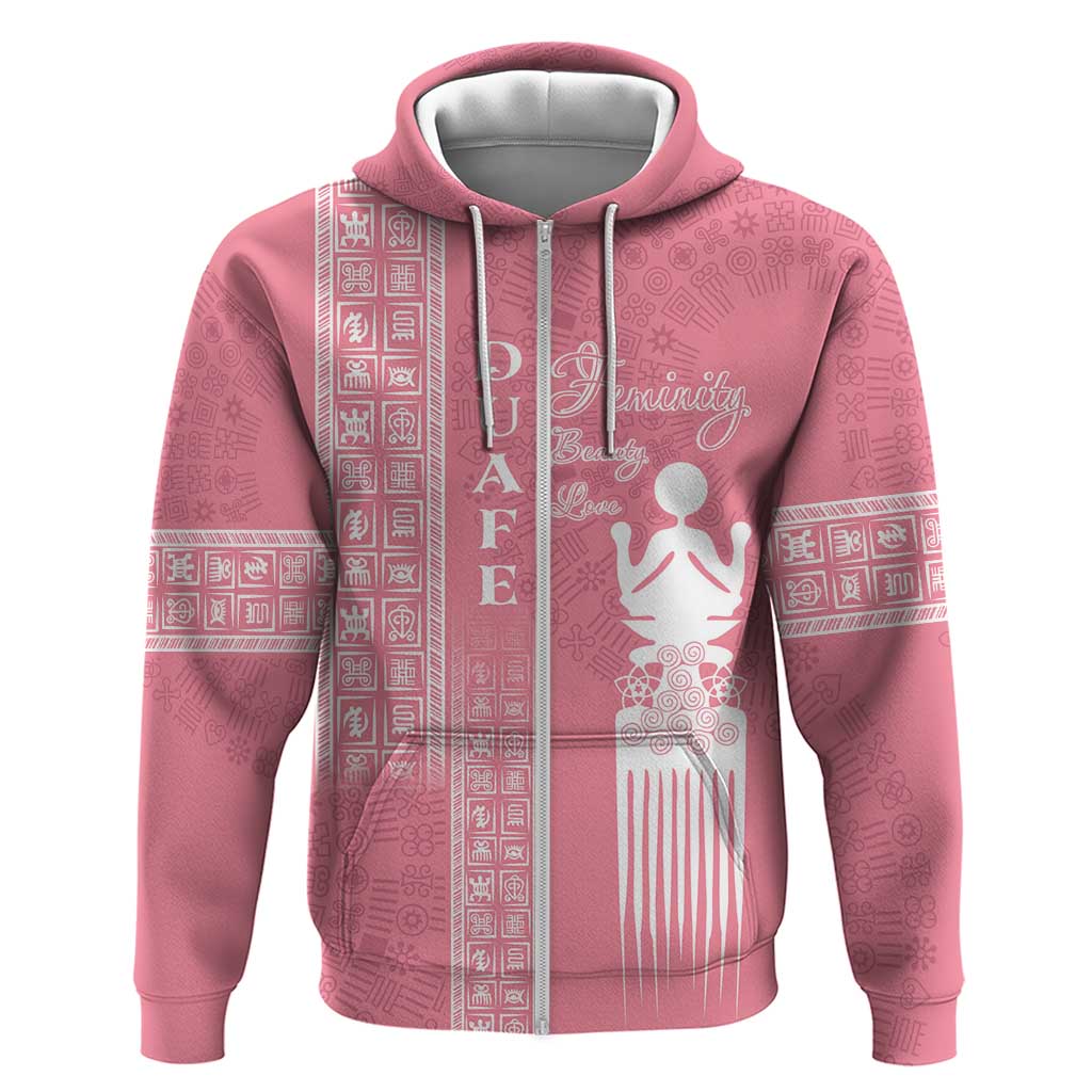 Personalized Adinkra Afro-Akan Culture Zip Hoodie Duafe - Women's Day