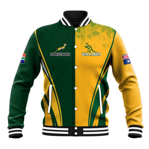 Personalised Australia Mix South Africa Rugby Baseball Jacket Wallabies And Springboks - Champions Special Ver LT7