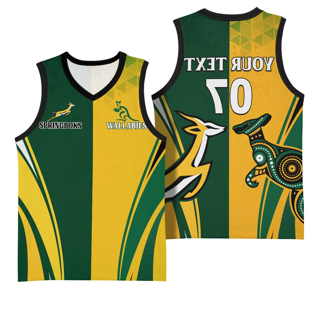 Personalised Australia Mix South Africa Rugby Basketball Jersey Wallabies And Springboks - Champions Special Ver - African Pride