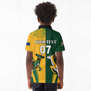 Personalised Australia Mix South Africa Rugby Kid Polo Shirt Wallabies And Springboks - Champions Special Ver