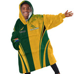 Personalised Australia Mix South Africa Rugby Kid Wearable Blanket Hoodie Wallabies And Springboks - Champions Special Ver