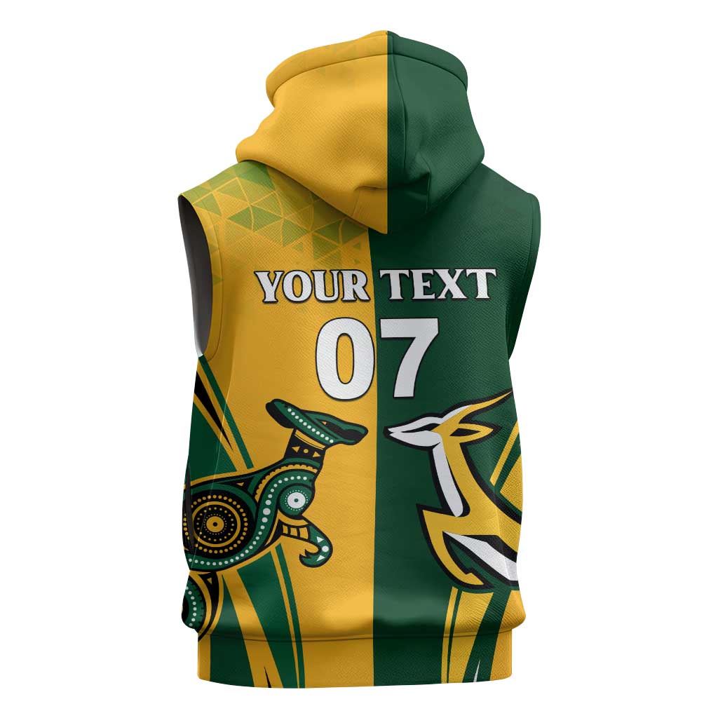 Personalised Australia Mix South Africa Rugby Sleeveless Hoodie Wallabies And Springboks - Champions Special Ver - African Pride