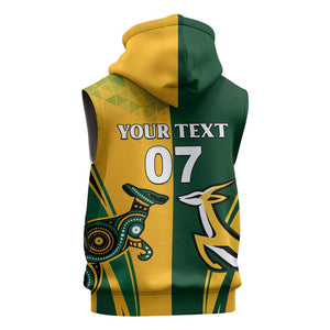 Personalised Australia Mix South Africa Rugby Sleeveless Hoodie Wallabies And Springboks - Champions Special Ver - African Pride