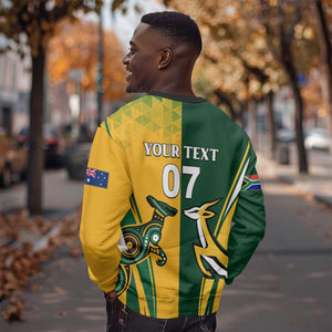 Personalised Australia Mix South Africa Rugby Sweatshirt Wallabies And Springboks - Champions Special Ver