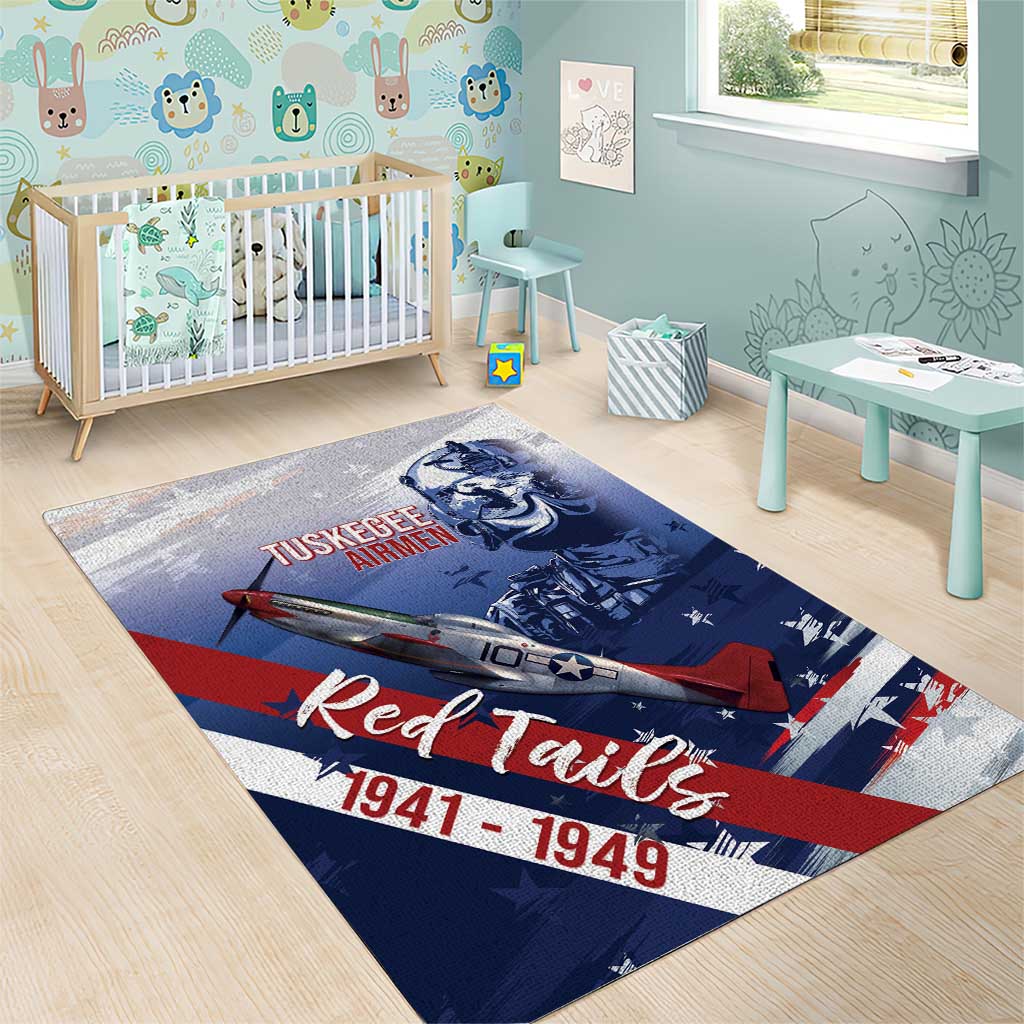 Tuskegee Airmen Red Tails Area Rug Straighten Up and Fly Right - Blue White - African Pride