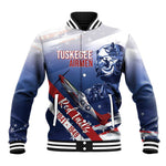 Tuskegee Airmen Red Tails Baseball Jacket Straighten Up and Fly Right - Blue White - African Pride