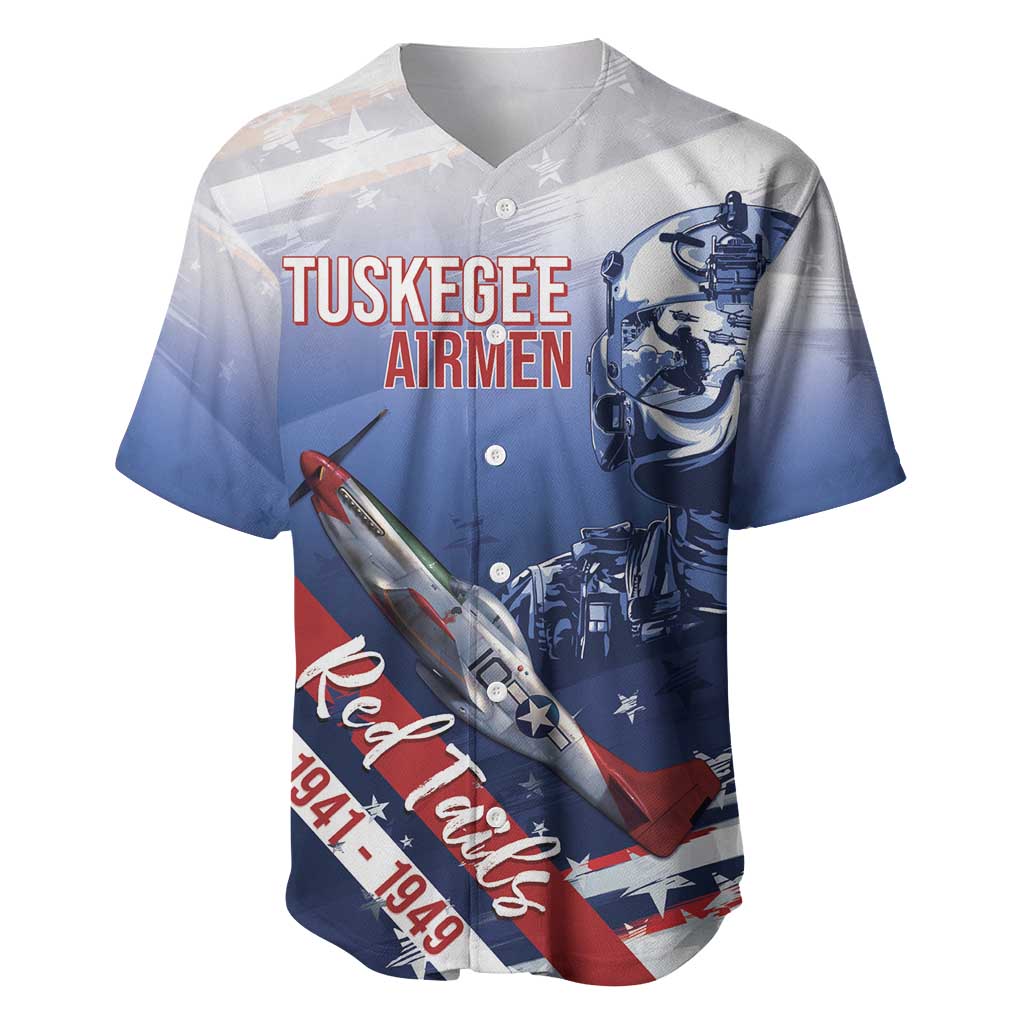 Tuskegee Airmen Red Tails Baseball Jersey Straighten Up and Fly Right - Blue White - African Pride