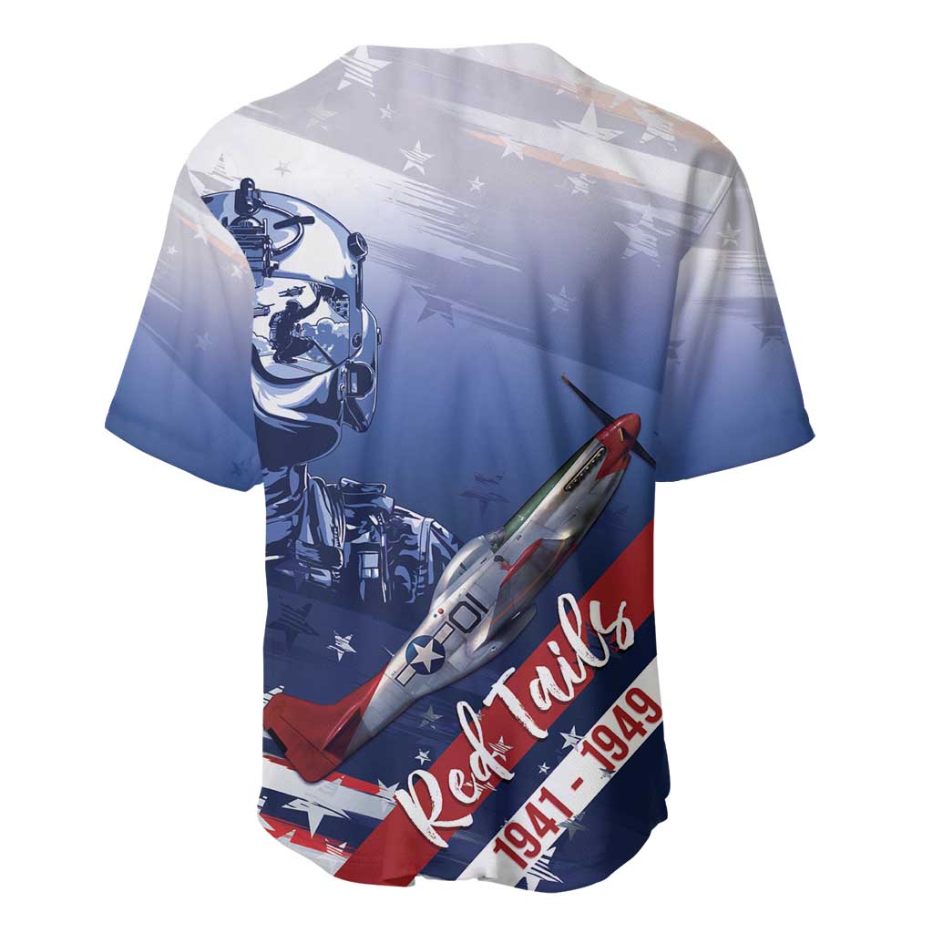 Tuskegee Airmen Red Tails Baseball Jersey Straighten Up and Fly Right - Blue White - African Pride
