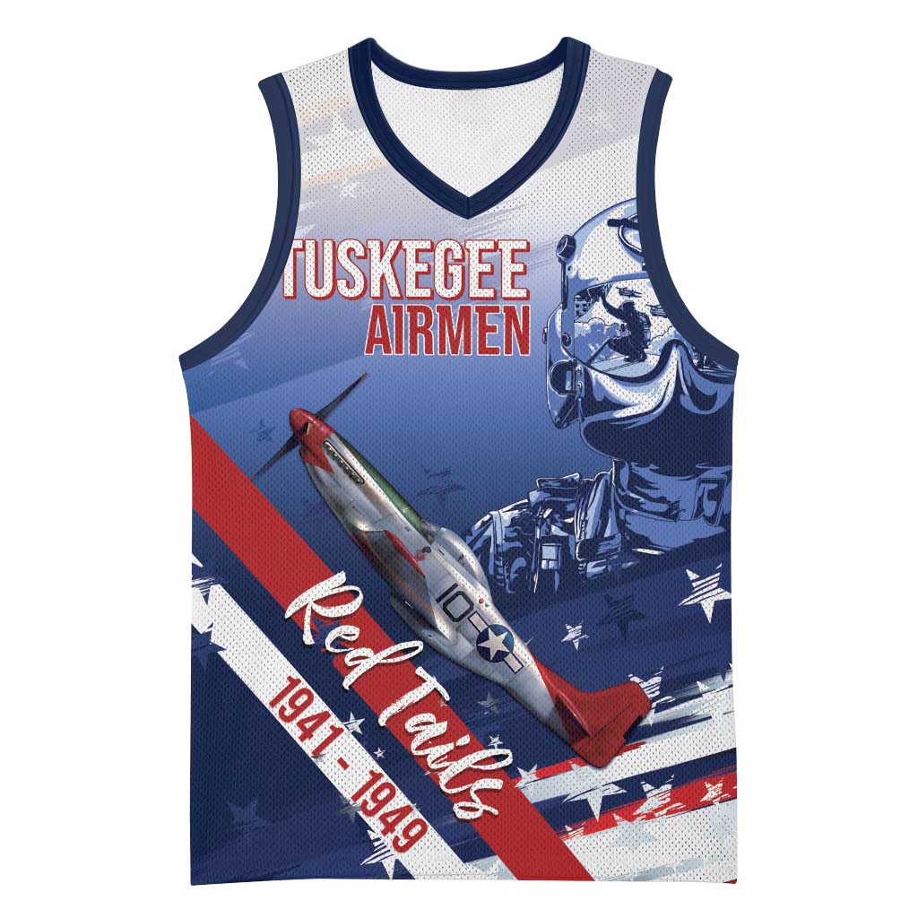 Tuskegee Airmen Red Tails Basketball Jersey Straighten Up and Fly Right - Blue White - African Pride