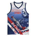 Tuskegee Airmen Red Tails Basketball Jersey Straighten Up and Fly Right - Blue White - African Pride