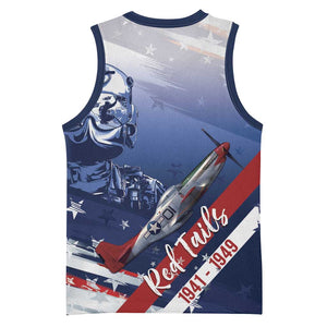 Tuskegee Airmen Red Tails Basketball Jersey Straighten Up and Fly Right - Blue White - African Pride