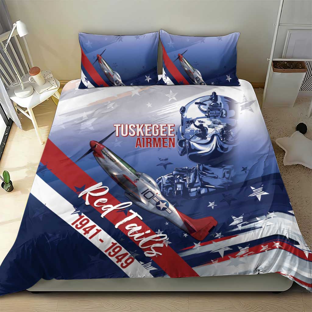 Tuskegee Airmen Red Tails Bedding Set Straighten Up and Fly Right - Blue White - African Pride