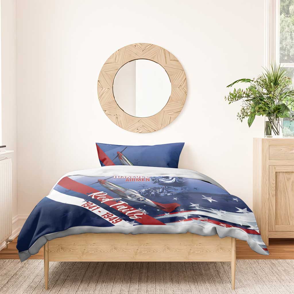 Tuskegee Airmen Red Tails Bedding Set Straighten Up and Fly Right - Blue White - African Pride