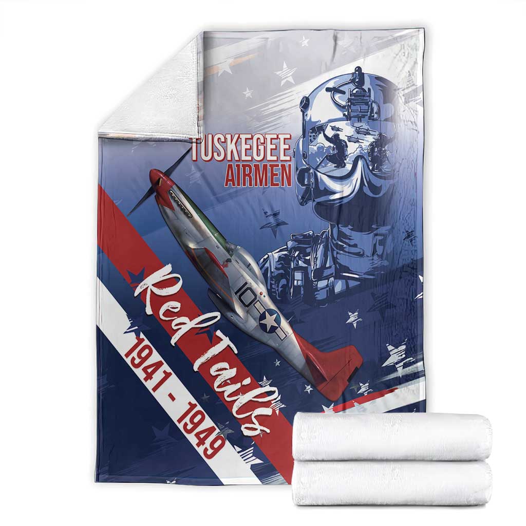 Tuskegee Airmen Red Tails Blanket Straighten Up and Fly Right - Blue White - African Pride