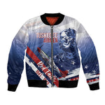 Tuskegee Airmen Red Tails Bomber Jacket Straighten Up and Fly Right - Blue White - African Pride