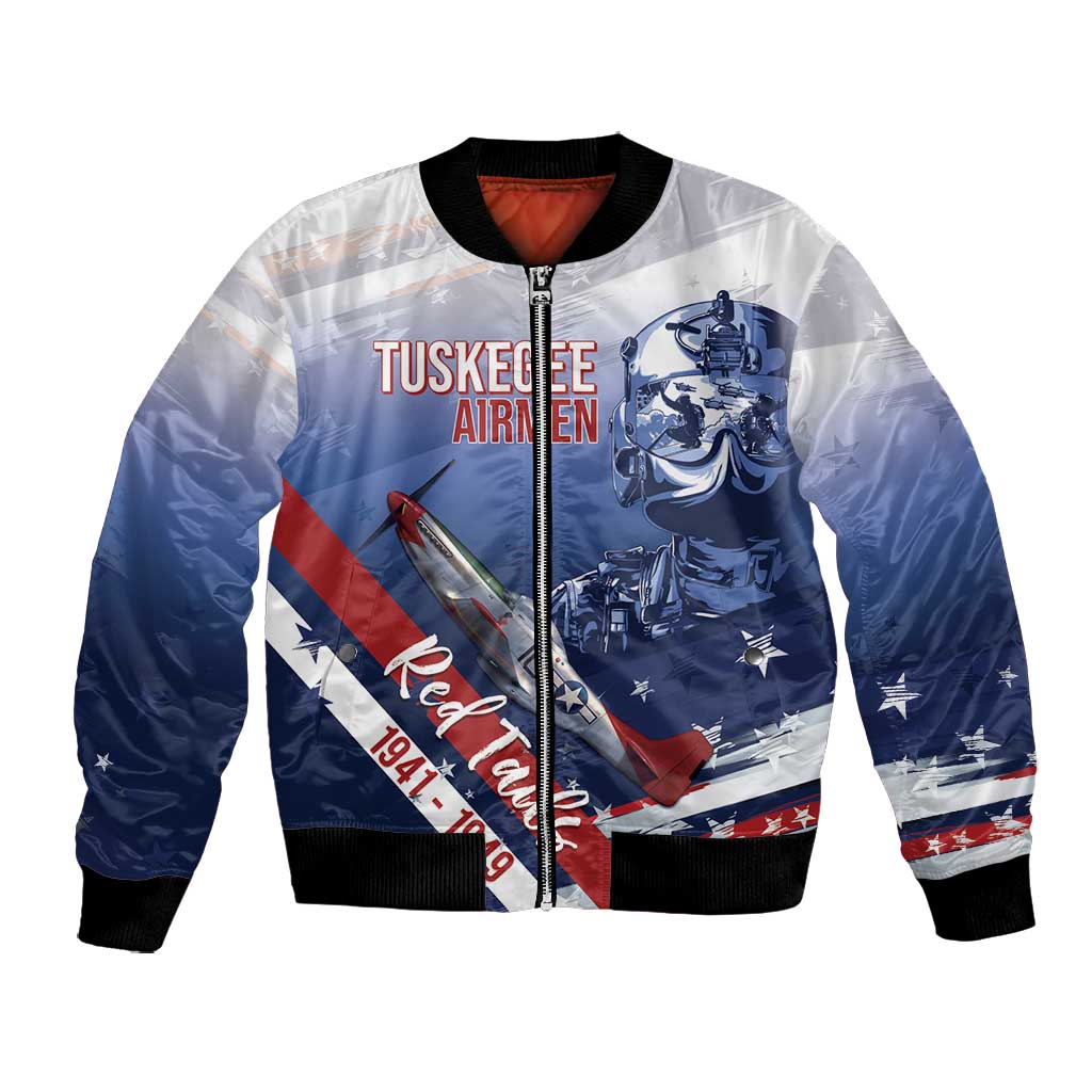 Tuskegee Airmen Red Tails Bomber Jacket Straighten Up and Fly Right - Blue White - African Pride