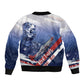 Tuskegee Airmen Red Tails Bomber Jacket Straighten Up and Fly Right - Blue White - African Pride