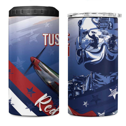 Tuskegee Airmen Red Tails 4 in 1 Can Cooler Tumbler Straighten Up and Fly Right - Blue White - African Pride