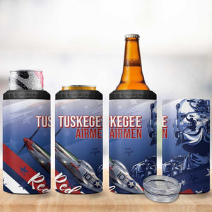 Tuskegee Airmen Red Tails 4 in 1 Can Cooler Tumbler Straighten Up and Fly Right - Blue White - African Pride