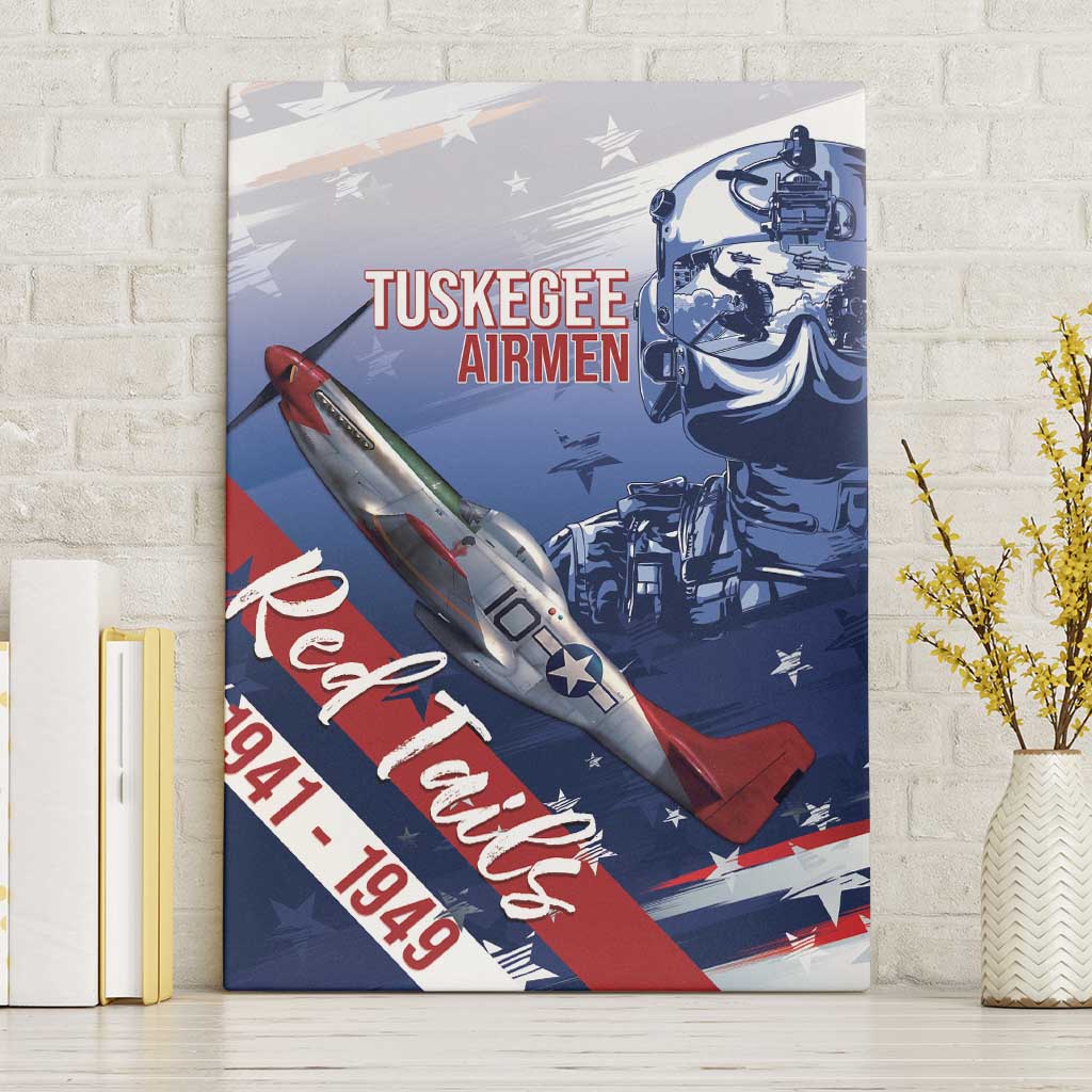Tuskegee Airmen Red Tails Canvas Wall Art Straighten Up and Fly Right - Blue White - African Pride