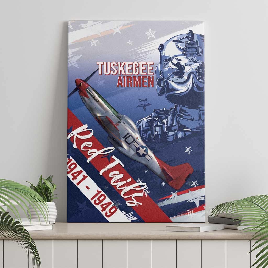 Tuskegee Airmen Red Tails Canvas Wall Art Straighten Up and Fly Right - Blue White - African Pride