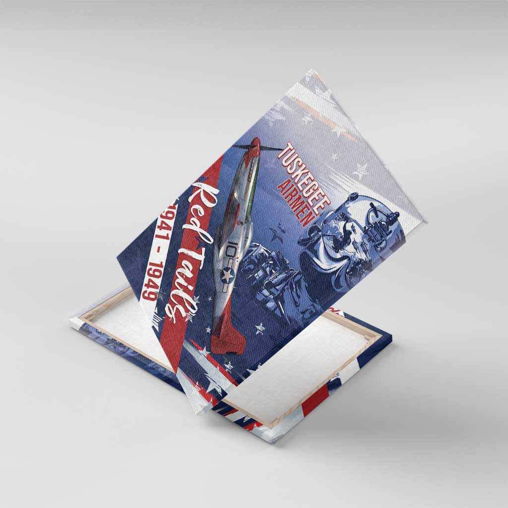 Tuskegee Airmen Red Tails Canvas Wall Art Straighten Up and Fly Right - Blue White - African Pride