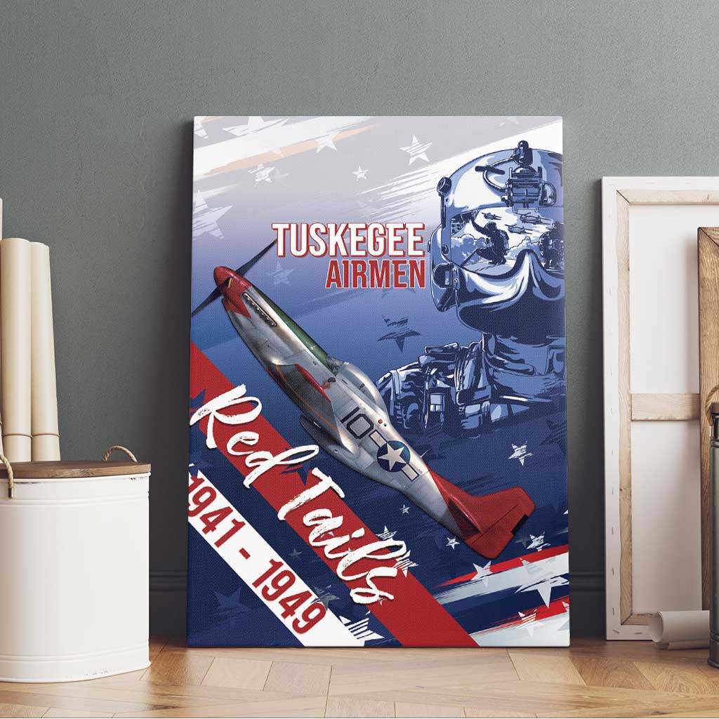 Tuskegee Airmen Red Tails Canvas Wall Art Straighten Up and Fly Right - Blue White - African Pride
