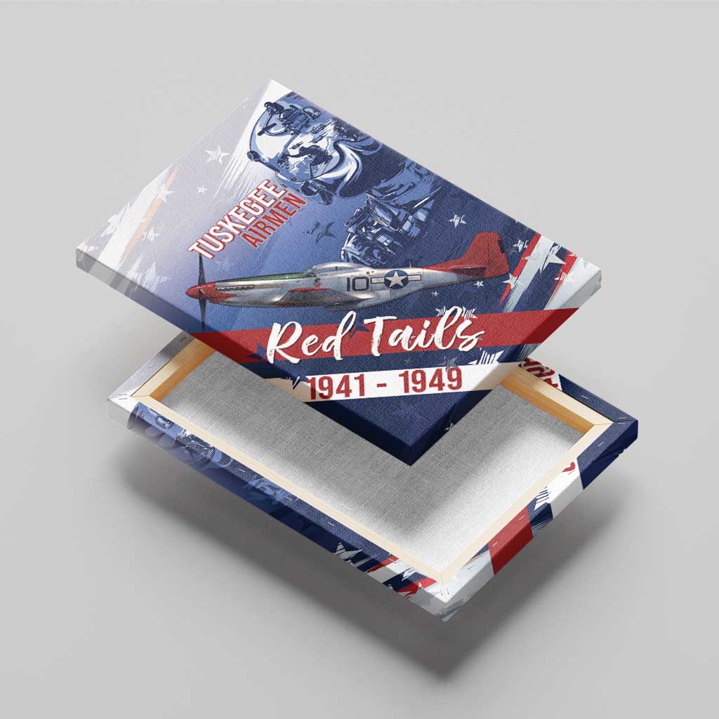 Tuskegee Airmen Red Tails Canvas Wall Art Straighten Up and Fly Right - Blue White - African Pride
