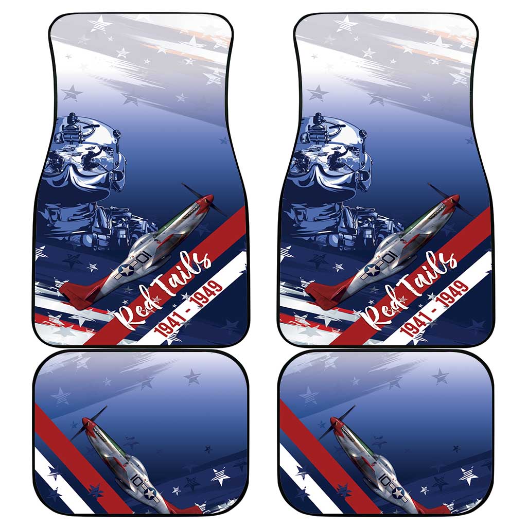 Tuskegee Airmen Red Tails Car Mats Straighten Up and Fly Right - Blue White - African Pride