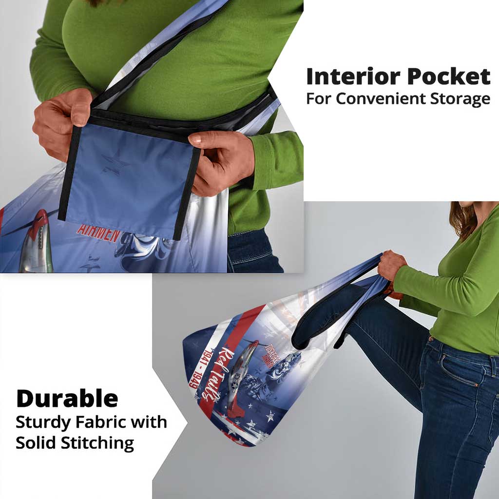 Tuskegee Airmen Red Tails Grocery Bag Straighten Up and Fly Right - Blue White - African Pride