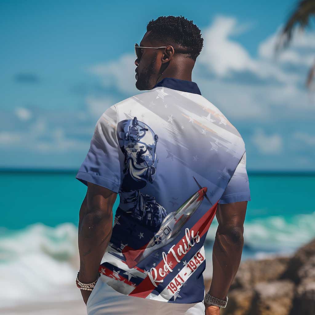 Tuskegee Airmen Red Tails Hawaiian Shirt Straighten Up and Fly Right - Blue White - African Pride