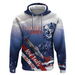 Tuskegee Airmen Red Tails Hoodie Straighten Up and Fly Right - Blue White - African Pride