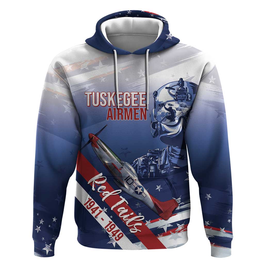 Tuskegee Airmen Red Tails Hoodie Straighten Up and Fly Right - Blue White - African Pride