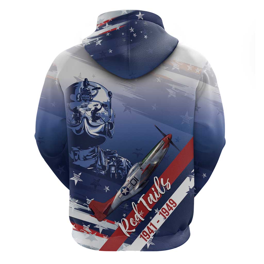 Tuskegee Airmen Red Tails Hoodie Straighten Up and Fly Right - Blue White - African Pride