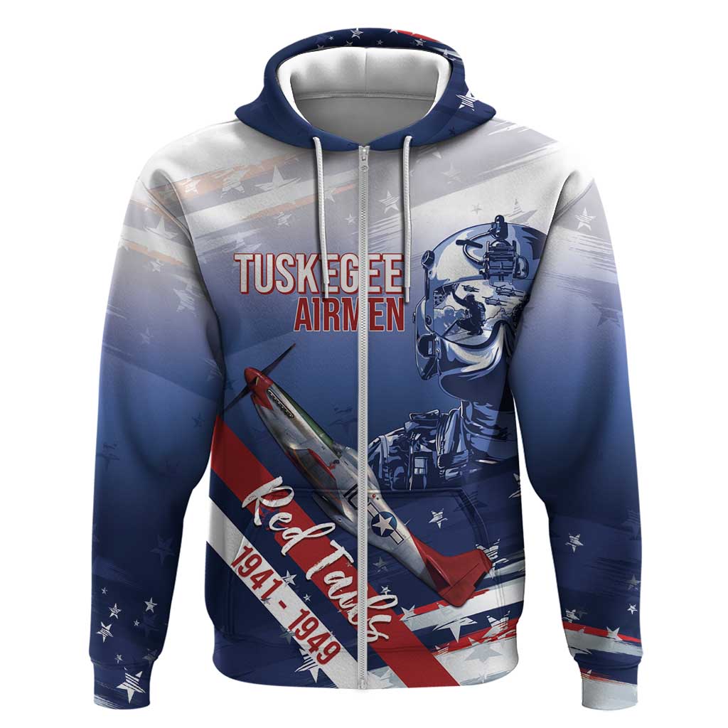 Tuskegee Airmen Red Tails Hoodie Straighten Up and Fly Right - Blue White - African Pride